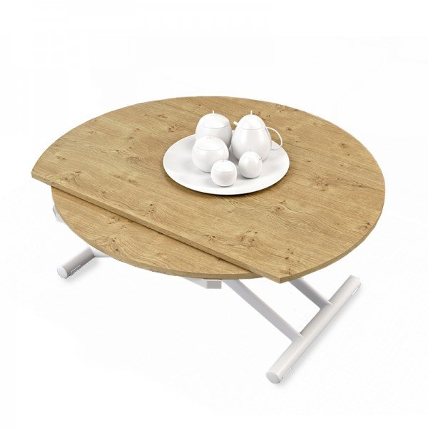 Table relevable ronde Lyon aux dimensions idéales et au compromis parfait entre design et fonctionnalité