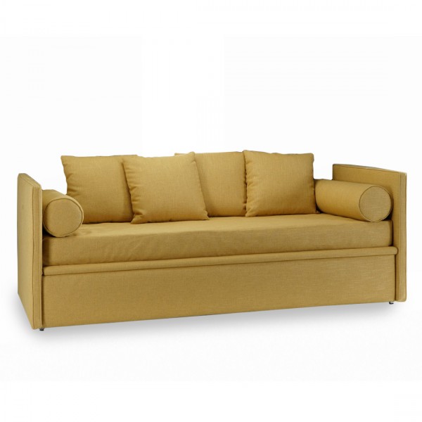 Canapé lit gigogne Grenoble personnalisable aux lignes minimalistes et modernes avec roulettes