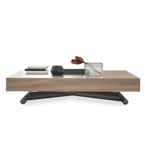 Table basse relevable Levallois personnalisable avec plateau de 12 cm d'épaisseur et 2 rallonges de 50 cm