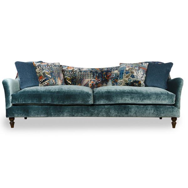 Canapé Tetrad Tiffany au style à la fois classique et moderne tendance Art déco avec revêtement velours soyeux