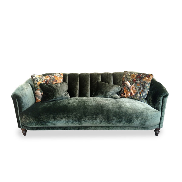 Canapé Tetrad Hayworth au style Art déco avec assise monobloc et dossier design aux coutures verticales