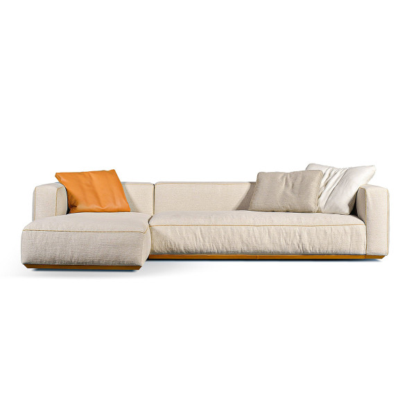 Canapé d'angle convertible Chateaudun style moderne et tendance avec dossier bas et méridienne