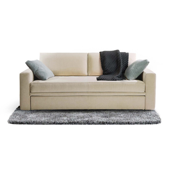 Canape lit gigogne Bretagne à l'assise monobloc et étirable avec 2 matelas à mémoire de forme de 17 cm d'épaisseur