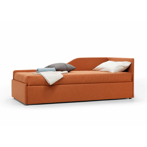 Lit gigogne méridienne Rennes de style minimaliste et au profil de méridienne tendance avec un matelas de 17 cm