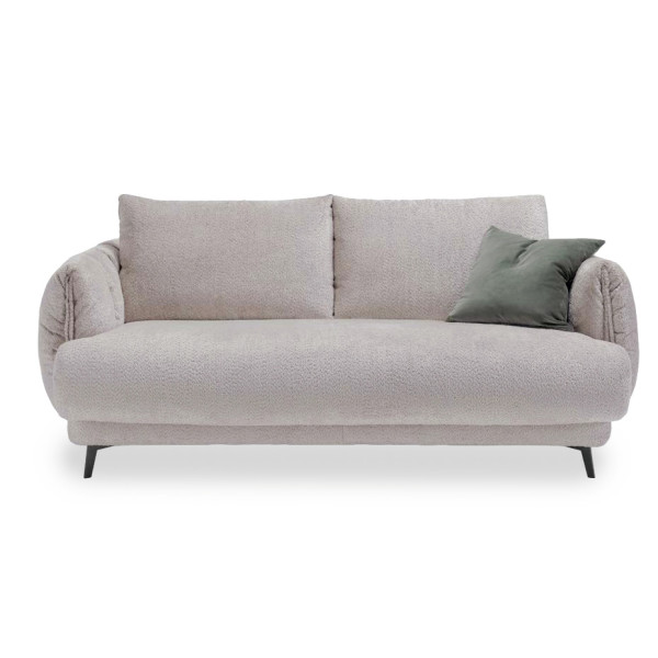 Canapé convertible Dinard avec tissu bouclette à l'assise monobloc et aux lignes contemporaines