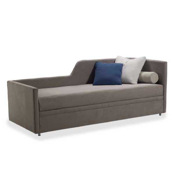 Méridienne lit gigogne Brest aux lignes classiques et design avec 2 matelas de 15 cm
